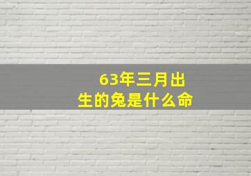 63年三月出生的兔是什么命,63年3月生属兔人2024年运势