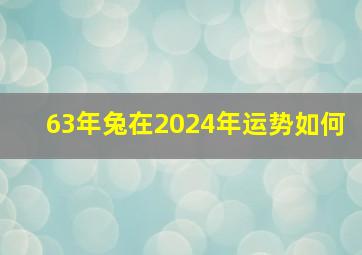 63年兔在2024年运势如何,63年兔人在2024年运势