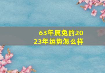 63年属兔的2023年运势怎么样,63年属兔男2023年运势