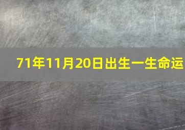 71年11月20日出生一生命运,1971年11月20日出生