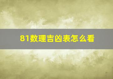 81数理吉凶表怎么看,请问：姓名学中的81数理是怎么计算的