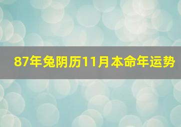 87年兔阴历11月本命年运势,87年兔农历11月份出生好不好