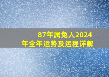 87年属兔人2024年全年运势及运程详解,87年属兔的2024年运势