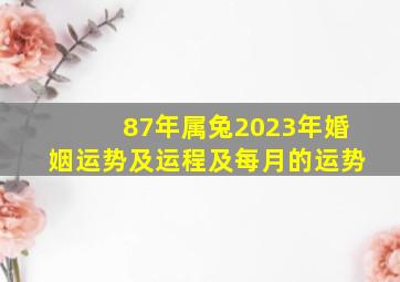 87年属兔2023年婚姻运势及运程及每月的运势,87兔女2023年运势及运程每月运程