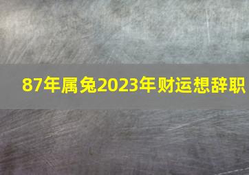 87年属兔2023年财运想辞职,1987年出生属兔人2023年运势及运程