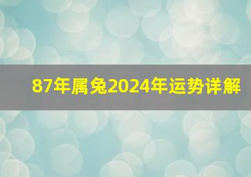 87年属兔2024年运势详解,87年兔2024年运势及运程每月运程