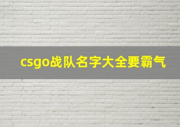 csgo战队名字大全要霸气,游戏战队名字大全要霸气