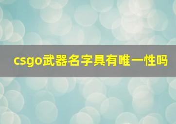 csgo武器名字具有唯一性吗,csgo武器名字长度限制