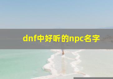 dnf中好听的npc名字,dnf最受欢迎npc