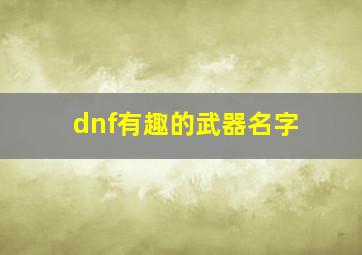 dnf有趣的武器名字,dnf有意思的武器