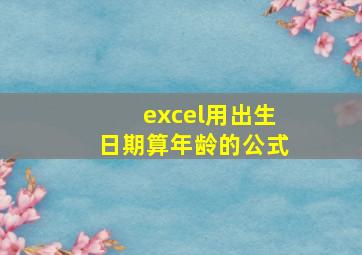 excel用出生日期算年龄的公式,