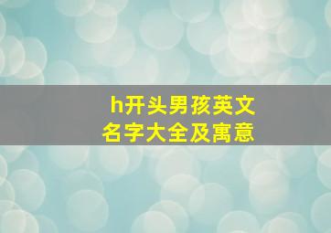 h开头男孩英文名字大全及寓意,以h开头寓意好的男孩英文名