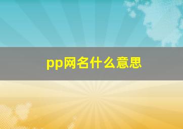 pp网名什么意思,pp昵称大全女生