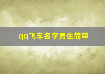 qq飞车名字男生简单,qq飞车名字男生简单好听