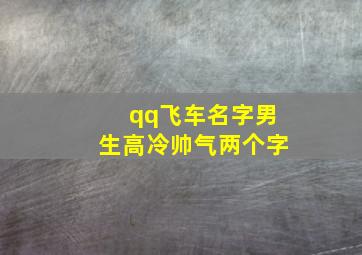 qq飞车名字男生高冷帅气两个字,男生好看的QQ飞车昵称