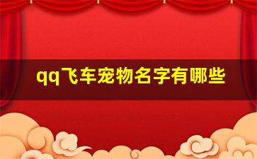 qq飞车宠物名字有哪些,qq飞车的宠物大全